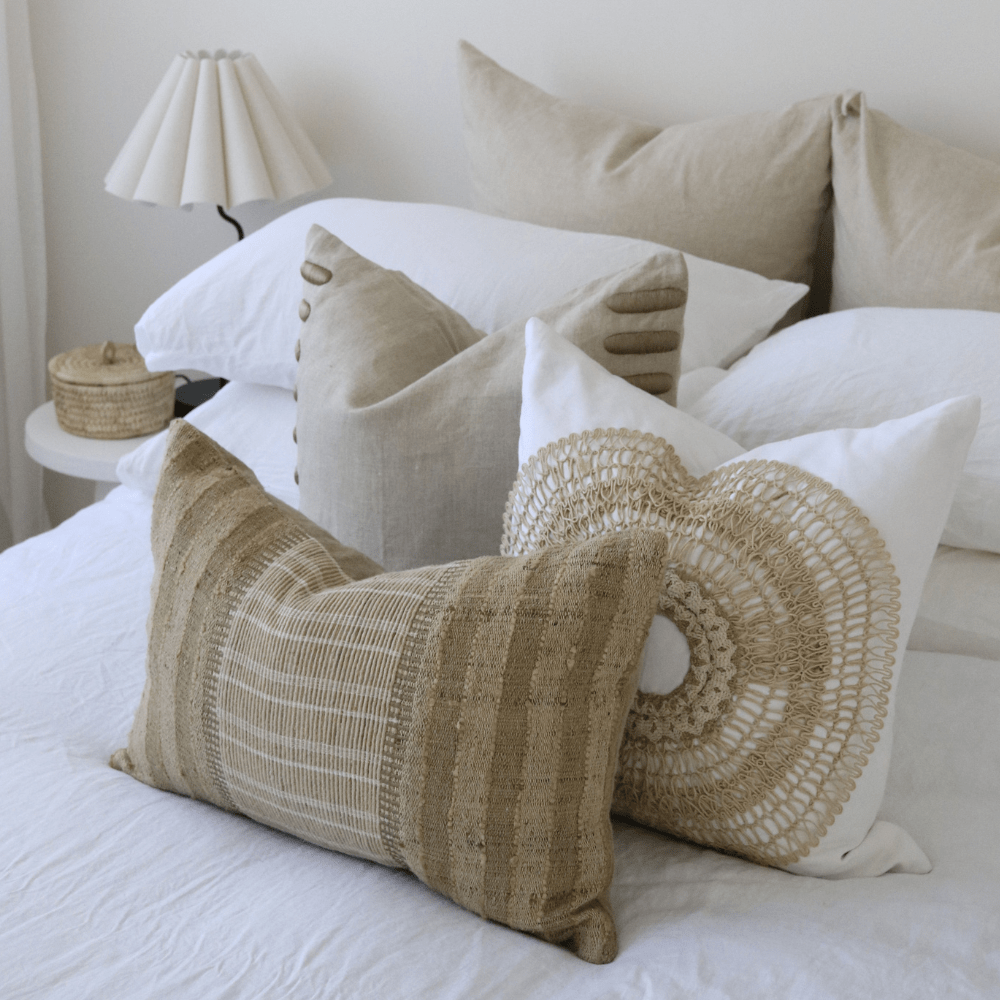 Bandhini Design House Sham Cushion Linen Plain White Cushions