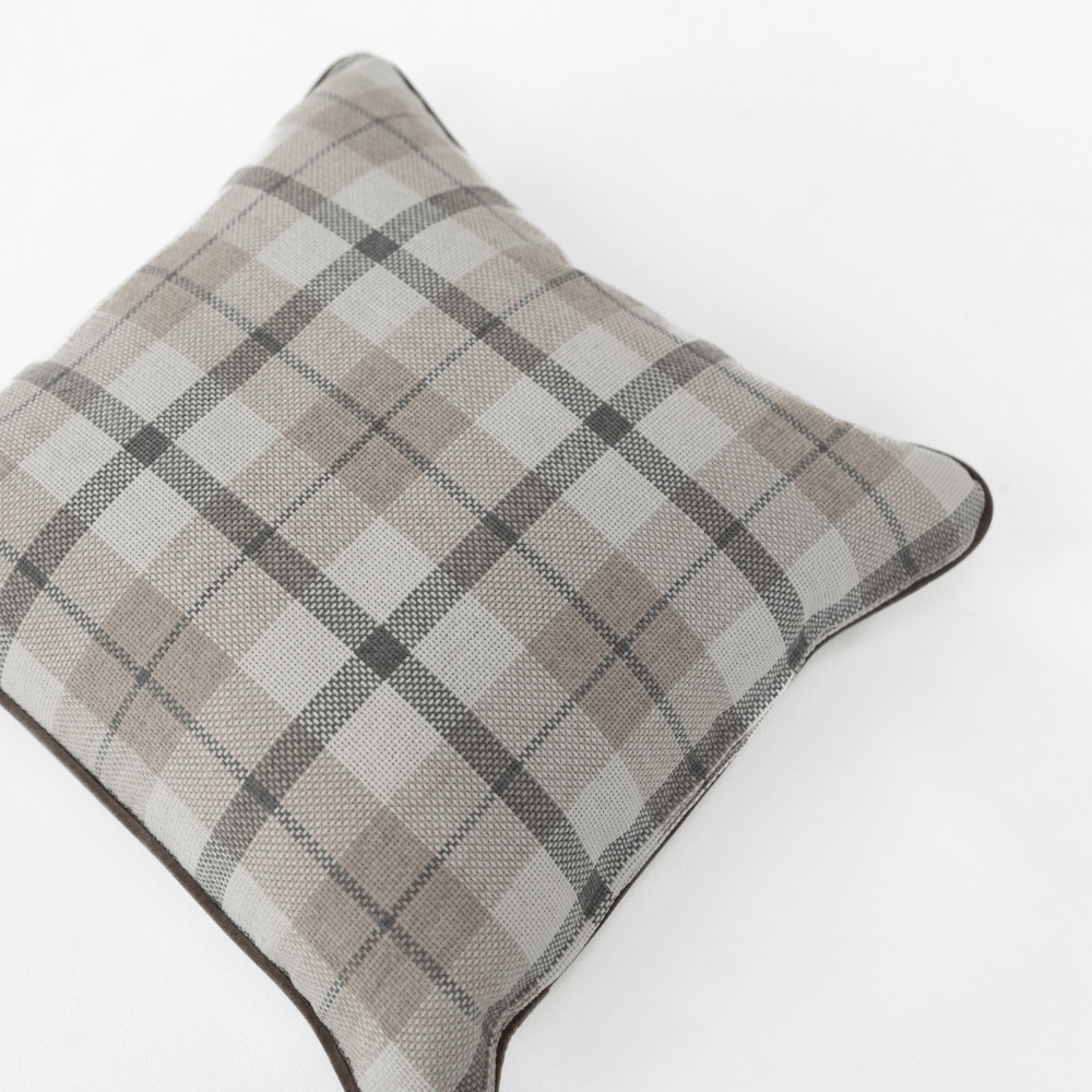 Bandhini Design House Tartan Piped Beige Lounge Cushion 55 x 55cm