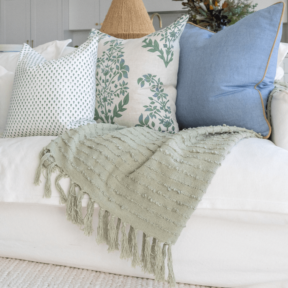 Bandhini Design House Throw Knit Check Knot Green Throw 130 x 150cm