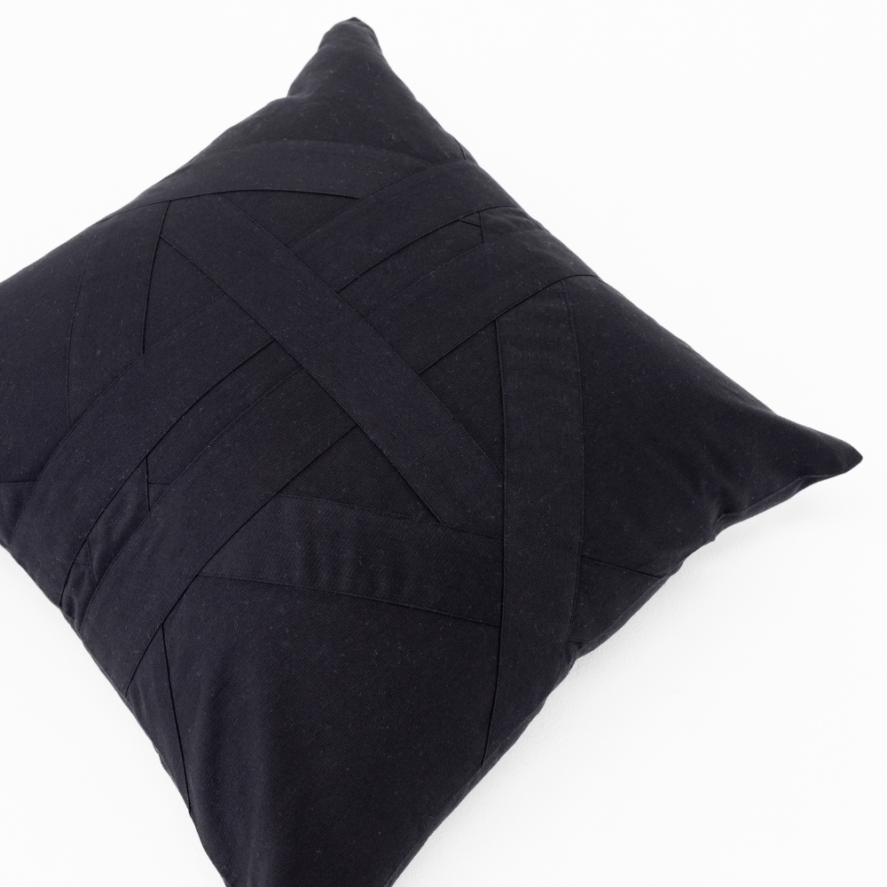 Bandhini Homewear Design Lounge Cushion Cross Patch Black Lounge Cushion 55 x 55cm