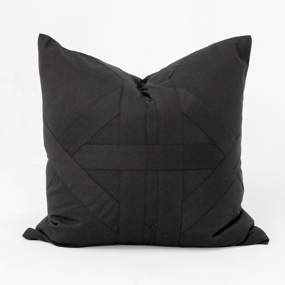 Bandhini Homewear Design Lounge Cushion Cross Patch Black Lounge Cushion 55 x 55cm