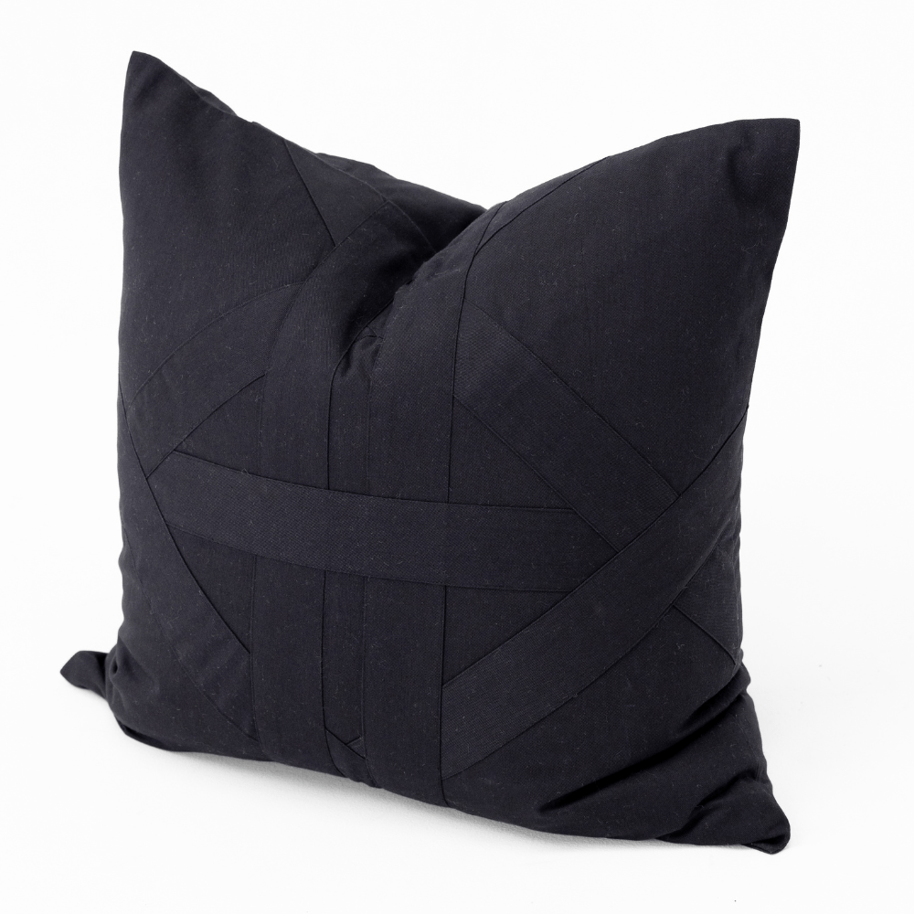 Bandhini Homewear Design Lounge Cushion Cross Patch Black Lounge Cushion 55 x 55cm