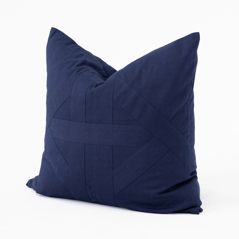 Bandhini Homewear Design Lounge Cushion Cross Patch Navy Lounge Cushion 55 x 55cm