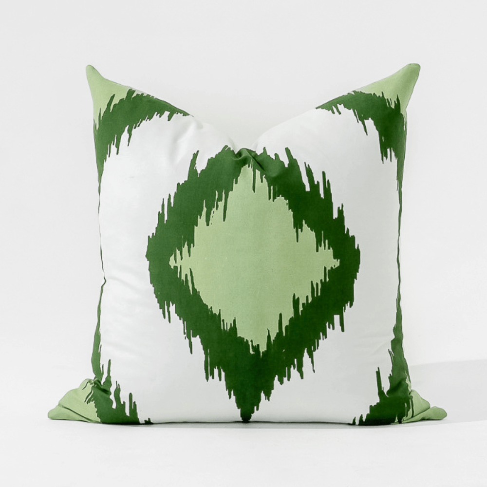 Bandhini Homewear Design Lounge Cushion Inner Ikat Solitaire Green Lounge Cushion 55 x 55cm