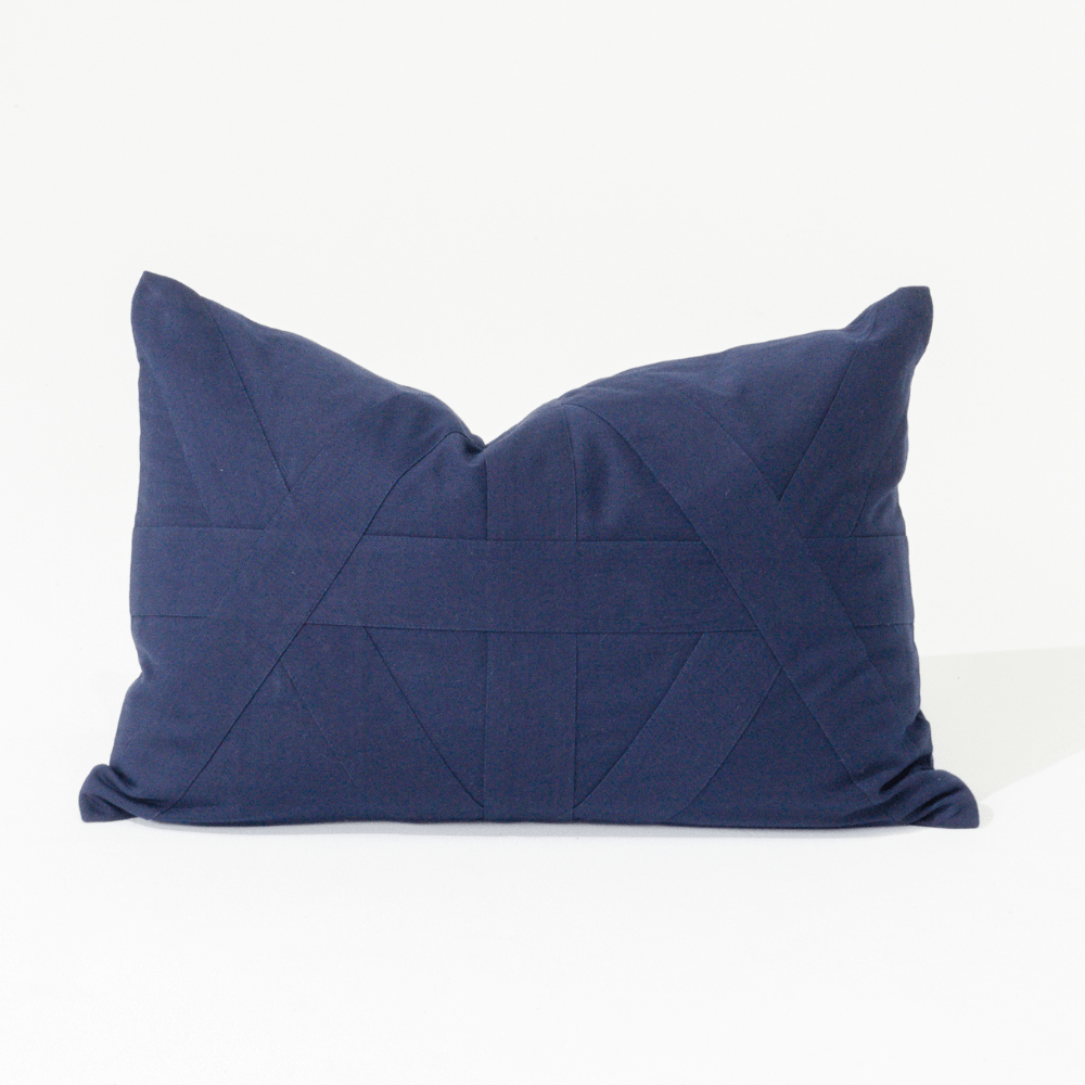 Bandhini Homewear Design Lumber Cushion Cross Patch Navy Lumbar Cushion 35 x 53cm